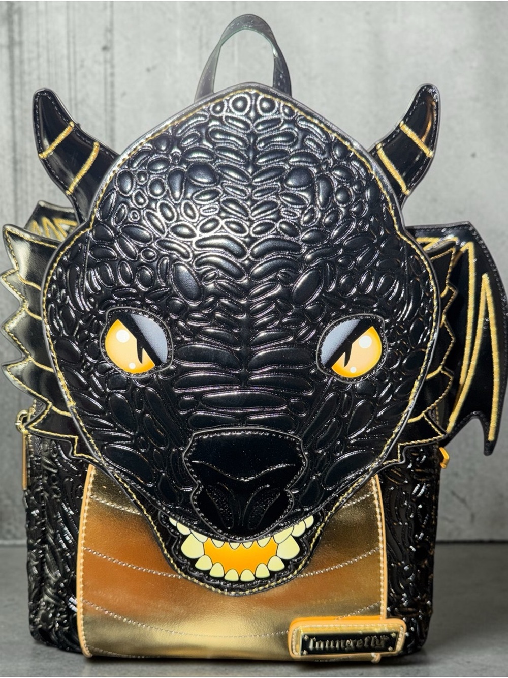 Loungefly Fourth Wing Black & Gold Dragon Mini Backpack